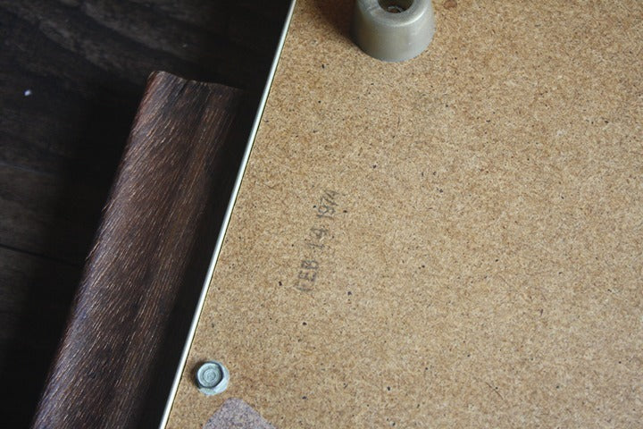 Vintage Cornwall Electric Tray with a faux walnut wood grain surface